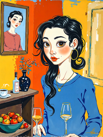 Tableau portrait stylisé très coloré, inspiré par l'art moderne et le cubisme, idéal pour une décoration originale et expressive. Fabriqué en France en tirage d'art.