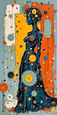 Tableau portrait stylisé très coloré, inspiré par l'art moderne et le cubisme, idéal pour une décoration originale et expressive. Fabriqué en France en tirage d'art.