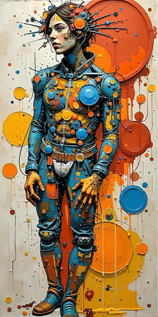Tableau portrait stylisé très coloré, inspiré par l'art moderne et le cubisme, idéal pour une décoration originale et expressive. Fabriqué en France en tirage d'art.