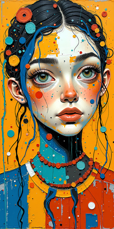 Tableau portrait stylisé très coloré, inspiré par l'art moderne et le cubisme, idéal pour une décoration originale et expressive. Fabriqué en France en tirage d'art.