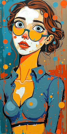 Tableau portrait stylisé très coloré, inspiré par l'art moderne et le cubisme, idéal pour une décoration originale et expressive. Fabriqué en France en tirage d'art.