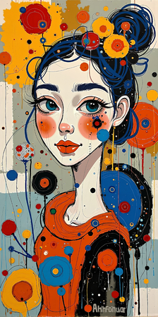 Tableau portrait stylisé très coloré, inspiré par l'art moderne et le cubisme, idéal pour une décoration originale et expressive. Fabriqué en France en tirage d'art.