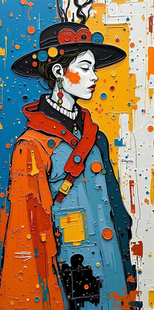 Tableau portrait stylisé très coloré, inspiré par l'art moderne et le cubisme, idéal pour une décoration originale et expressive. Fabriqué en France en tirage d'art.
