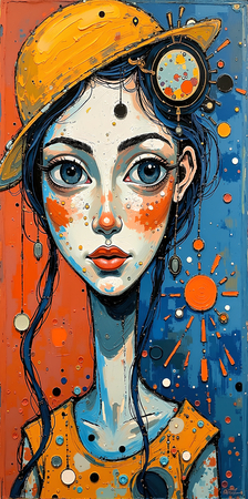 Tableau portrait stylisé très coloré, inspiré par l'art moderne et le cubisme, idéal pour une décoration originale et expressive. Fabriqué en France en tirage d'art.