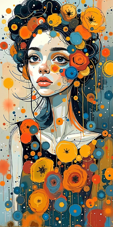 Tableau portrait stylisé très coloré, inspiré par l'art moderne et le cubisme, idéal pour une décoration originale et expressive. Fabriqué en France en tirage d'art.