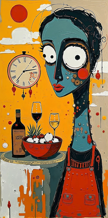 Tableau portrait stylisé très coloré, inspiré par l'art moderne et le cubisme, idéal pour une décoration originale et expressive. Fabriqué en France en tirage d'art.