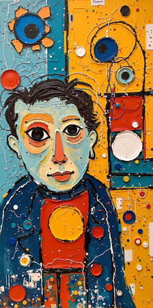 Tableau portrait stylisé très coloré, inspiré par l'art moderne et le cubisme, idéal pour une décoration originale et expressive. Fabriqué en France en tirage d'art.