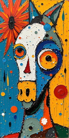 Tableau portrait animalier ultra stylisé, minimaliste et coloré, parfait pour une décoration moderne et épurée. Tirage d'art réalisé en France.