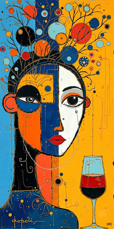 Tableau portrait stylisé très coloré, inspiré par l'art moderne et le cubisme, idéal pour une décoration originale et expressive. Fabriqué en France en tirage d'art.