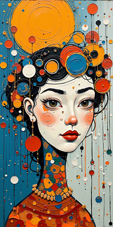 Tableau portrait stylisé très coloré, inspiré par l'art moderne et le cubisme, idéal pour une décoration originale et expressive. Fabriqué en France en tirage d'art.