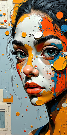 Tableau portrait stylisé très coloré, inspiré par l'art moderne et le cubisme, idéal pour une décoration originale et expressive. Fabriqué en France en tirage d'art.