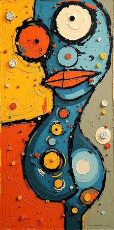 Tableau portrait stylisé très coloré, inspiré par l'art moderne et le cubisme, idéal pour une décoration originale et expressive. Fabriqué en France en tirage d'art.