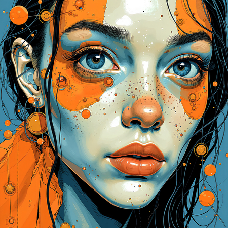 Tableau portrait stylisé très coloré, inspiré par l'art moderne et le cubisme, idéal pour une décoration originale et expressive. Fabriqué en France en tirage d'art.