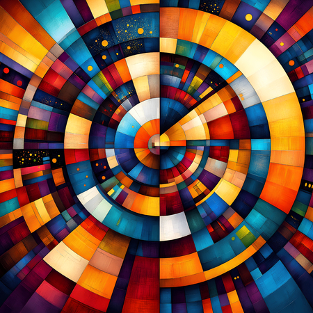 Tableau abstrait aux motifs géométriques multicolores africains, idéal pour dynamiser votre décoration intérieure avec originalité et modernité.