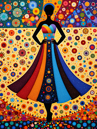 Tableau original représentant une femme africaine sur un fond abstrait et coloré. Une œuvre pleine de vie, idéale pour apporter une touche chaleureuse et expressive à votre décoration.