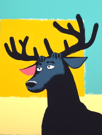 Tableau minimaliste d'un animal stylisé aux formes géométriques, inspiré par le cubisme et le pop art. Un design moderne idéal pour une décoration scandinave ou contemporaine.