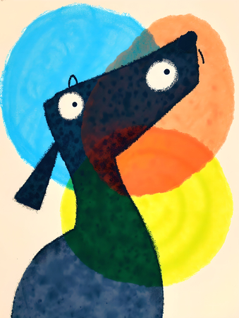 Tableau minimaliste d'un animal stylisé aux formes géométriques, inspiré par le cubisme et le pop art. Un design moderne idéal pour une décoration scandinave ou contemporaine.