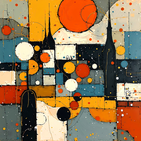 Tableau abstrait géométrique aux couleurs primaires rouge, bleu, jaune et blanc. Une œuvre lumineuse et équilibrée, parfaite pour une décoration dynamique et moderne.