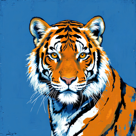 Tableau contemporain représentant un tigre dans une interprétation artistique libre et expressive. Œuvre moderne et originale idéale pour une décoration forte et marquante.
