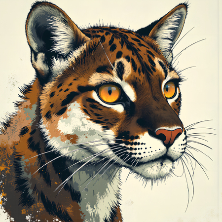 Tableau moderne représentant un léopard avec un style pictural expressif et des tons chauds. Œuvre originale aux textures affirmées et aux variantes graphiques multiples.