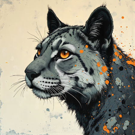 Tableau artistique moderne représentant un jaguar dans une interprétation libre, expressive et colorée. Une création originale pour une décoration audacieuse et unique.