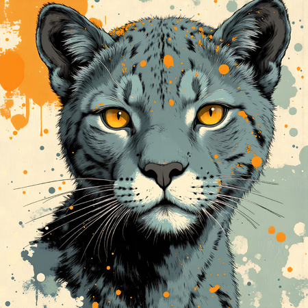 Tableau artistique moderne représentant un jaguar dans une interprétation libre, expressive et colorée. Une création originale pour une décoration audacieuse et unique.