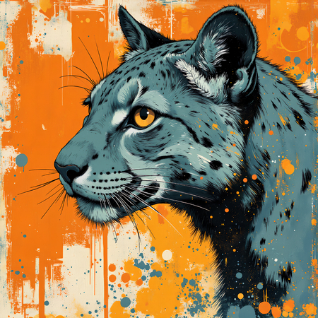 Tableau artistique moderne représentant un jaguar dans une interprétation libre, expressive et colorée. Une création originale pour une décoration audacieuse et unique.