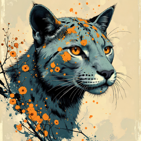 Tableau artistique moderne représentant un jaguar dans une interprétation libre, expressive et colorée. Une création originale pour une décoration audacieuse et unique.