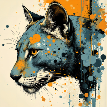 Tableau artistique moderne représentant un jaguar dans une interprétation libre, expressive et colorée. Une création originale pour une décoration audacieuse et unique.