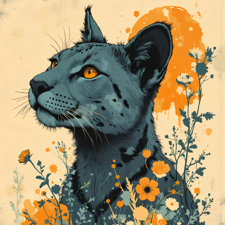 Tableau artistique moderne représentant un jaguar dans une interprétation libre, expressive et colorée. Une création originale pour une décoration audacieuse et unique.