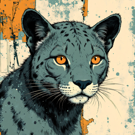 Tableau artistique moderne représentant un jaguar dans une interprétation libre, expressive et colorée. Une création originale pour une décoration audacieuse et unique.