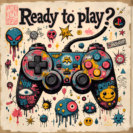 Découvrez un tableau original sur le thème du gaming : une manette de jeux vidéo stylisée en street art, aux couleurs explosives et au look graffiti. Plusieurs modèles disponibles.