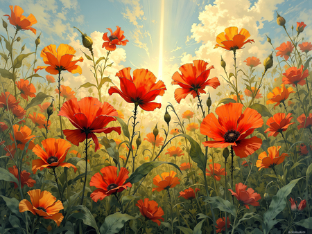 Tableau illustratif doux représentant des fleurs de coquelicots vues en gros plan. Une œuvre subtile et élégante pour une décoration raffinée.