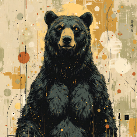 Tableau ours brun en peinture moderne expressive, imprimé haut de gamme en France par Decotab.fr, idéal pour toutes décorations.