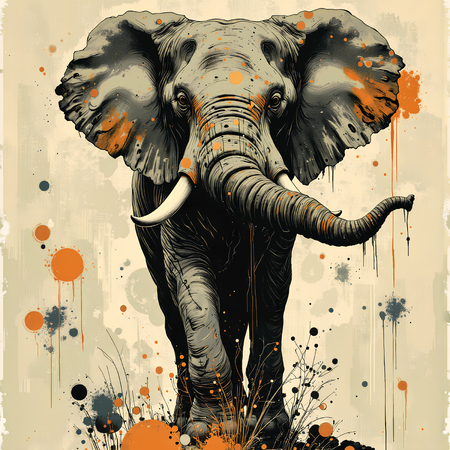 Tableau éléphant moderne expressif imprimé en France par Decotab.fr. Une œuvre artistique unique pour sublimer votre décoration intérieure.