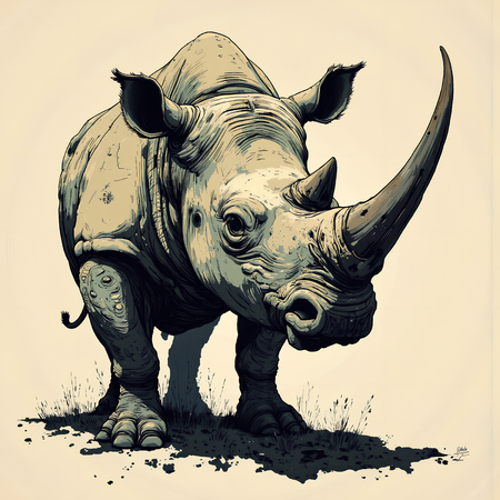 Tableau rhinocéros moderne et expressif en impression numérique haut de gamme par Decotab.fr. Une peinture rhinocéros idéale pour votre décoration intérieure.