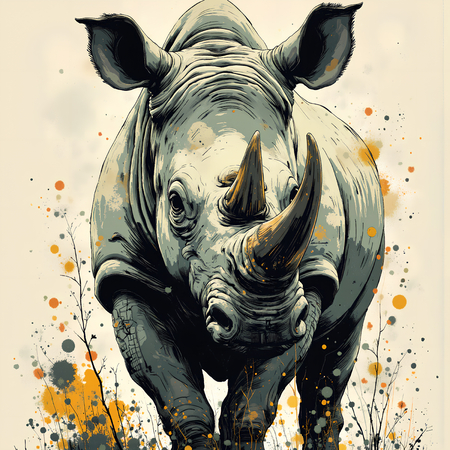 Tableau rhinocéros moderne et expressif en impression numérique haut de gamme par Decotab.fr. Une peinture rhinocéros idéale pour votre décoration intérieure.