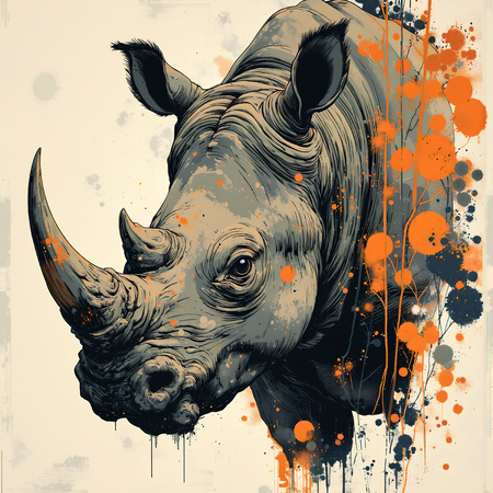 Tableau rhinocéros moderne et expressif en impression numérique haut de gamme par Decotab.fr. Une peinture rhinocéros idéale pour votre décoration intérieure.