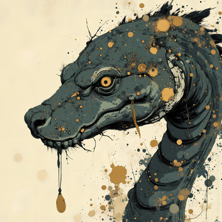 Tableau moderne de serpent dans un style peinture expressive, disponible en plusieurs versions. Portraits puissants et artistiques, création exclusive DECOTAB.
