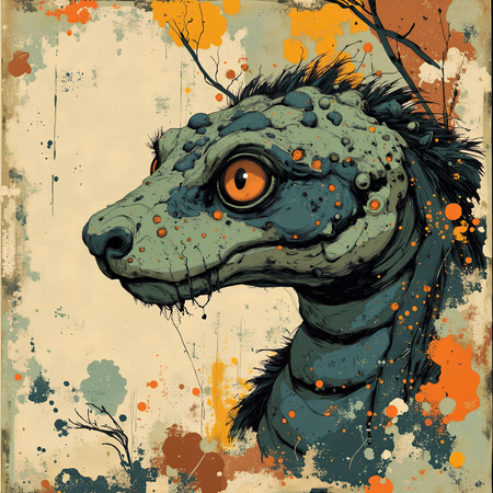 Tableau moderne de serpent dans un style peinture expressive, disponible en plusieurs versions. Portraits puissants et artistiques, création exclusive DECOTAB.