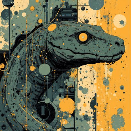Tableau moderne de serpent dans un style peinture expressive, disponible en plusieurs versions. Portraits puissants et artistiques, création exclusive DECOTAB.