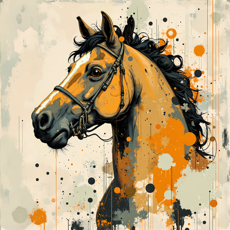 Tableau cheval moderne et expressif, une œuvre artistique imprimée en France par Decotab.fr pour une décoration intérieure élégante et dynamique.