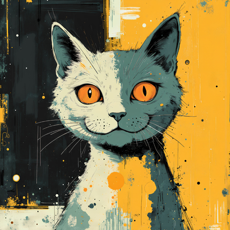 Découvrez le tableau chat en peinture moderne expressive par Decotab.fr, une œuvre haut de gamme imprimée en France, parfaite pour une décoration élégante et chaleureuse.