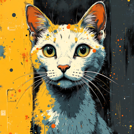 Découvrez le tableau chat en peinture moderne expressive par Decotab.fr, une œuvre haut de gamme imprimée en France, parfaite pour une décoration élégante et chaleureuse.