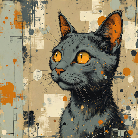 Découvrez le tableau chat en peinture moderne expressive par Decotab.fr, une œuvre haut de gamme imprimée en France, parfaite pour une décoration élégante et chaleureuse.