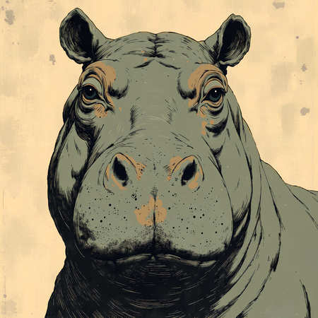Tableau hippopotame moderne et expressif imprimé en France par Decotab.fr. Une œuvre originale pour une décoration intérieure chaleureuse et authentique.