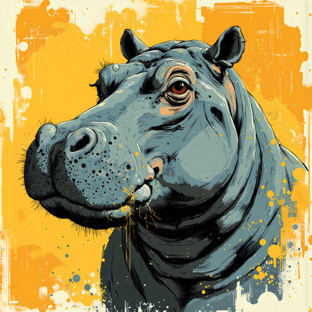 Tableau hippopotame moderne et expressif imprimé en France par Decotab.fr. Une œuvre originale pour une décoration intérieure chaleureuse et authentique.