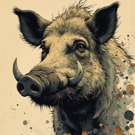 Tableau sanglier en peinture expressive moderne, une œuvre de qualité supérieure imprimée en France par Decotab.fr, idéale pour passionnés de chasse et de nature.