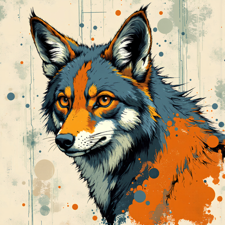 Tableau loup en peinture moderne expressive haut de gamme. Une création originale imprimée en France par Decotab.fr, idéale pour votre décoration intérieure.