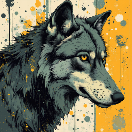 Tableau loup en peinture moderne expressive haut de gamme. Une création originale imprimée en France par Decotab.fr, idéale pour votre décoration intérieure.
